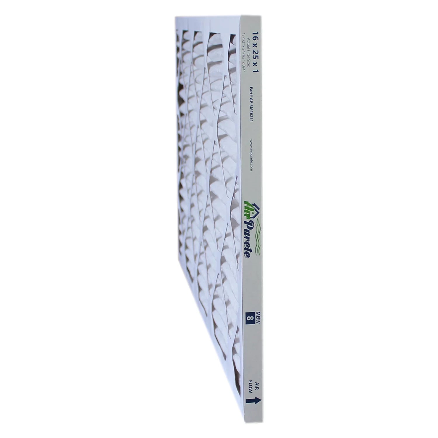 AirPurete Furnace Filters -3M16251 | Pack of 12 | Nominal Size: 16x25x1 | Actual Size: 15-1/2" x 24-1/2" x 3/4" | High Capacity  8