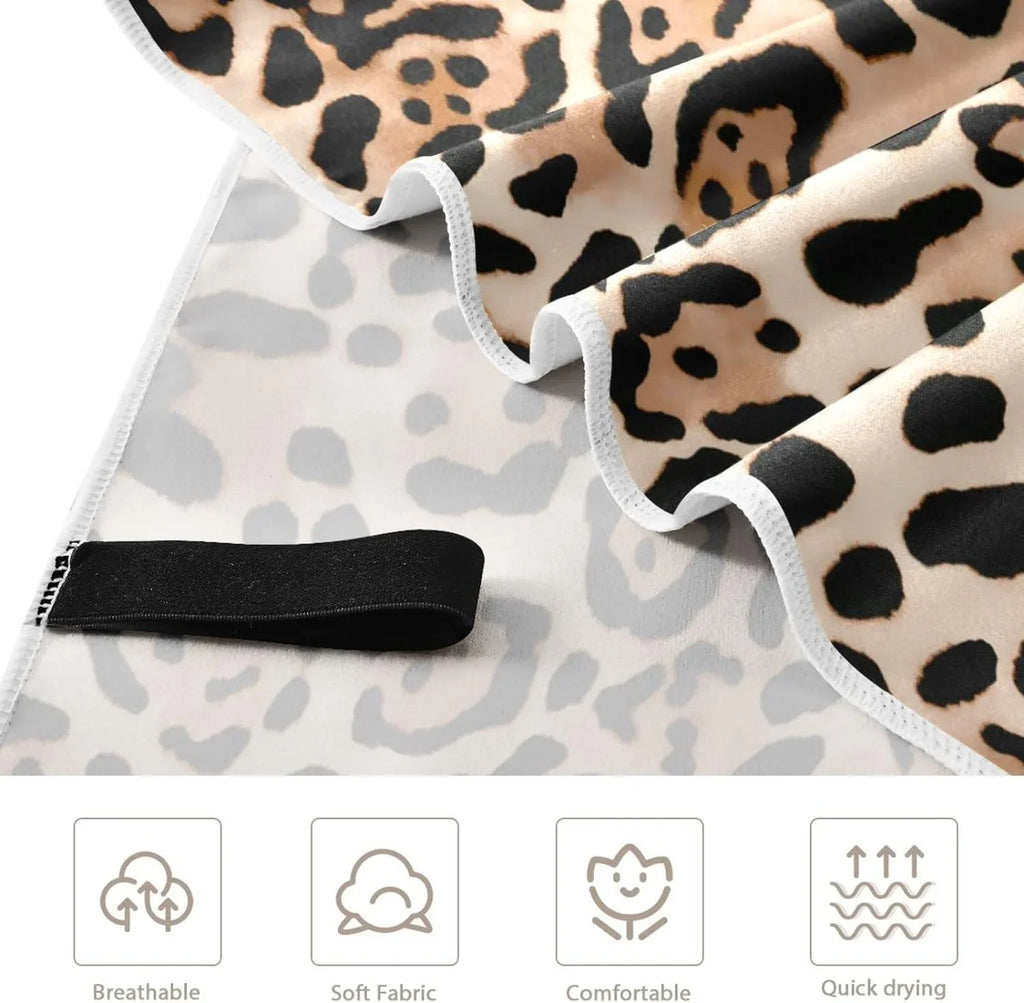 Bestwell Leopard Print Beach Towel Oversized Towel Blanket, Thin Lightweight Microfiber Sand Free Quick Dry Towel, 30”” Multipurpose Pool Bath Yoga Swim Shower Towel