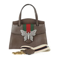 Pre-Owned  Gucci Totem Sherry Handbag 505342 Leather Rhinestone Brown 2WAY Shoulder Bag Butterfly Motif (Good)