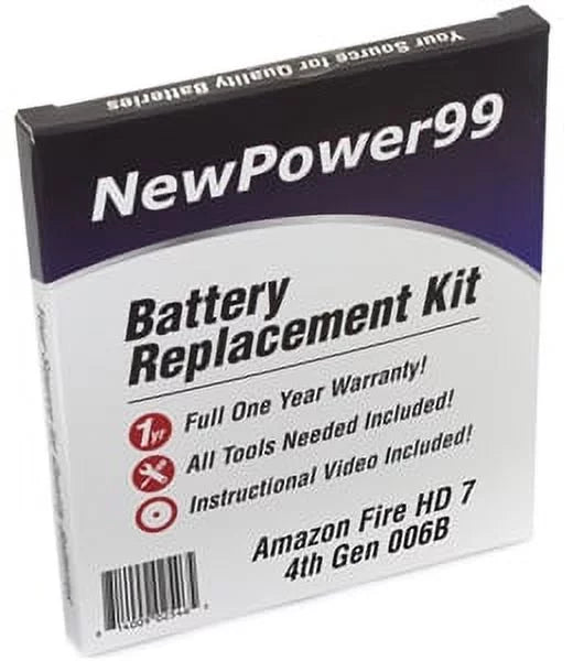 Amazon Fire  7" 4th Generation 006B Battery Replacement Kit with Tools, Video Instructions, Extended Life Battery and Full One Year Warranty
