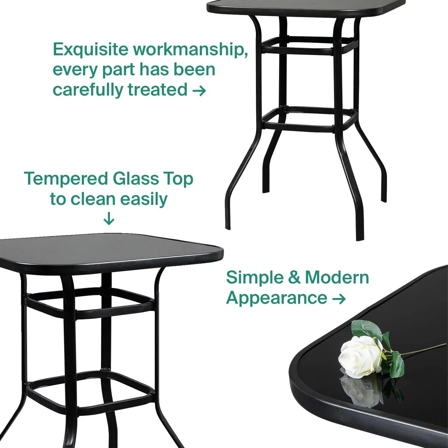 Elpis Beautiful Design With Sturdy Glass Bar Table For Backyard Use