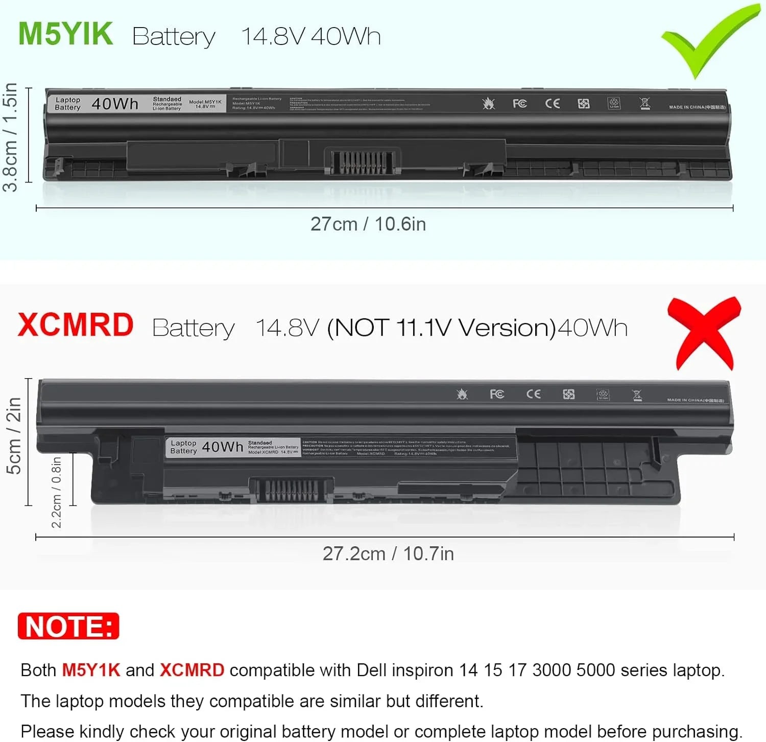 Laptop y for Dell Inspiron 14 15 17 5000 3000 Series 5559 5558 3551 3451 3558 i3558 3567 5755 5756 5458