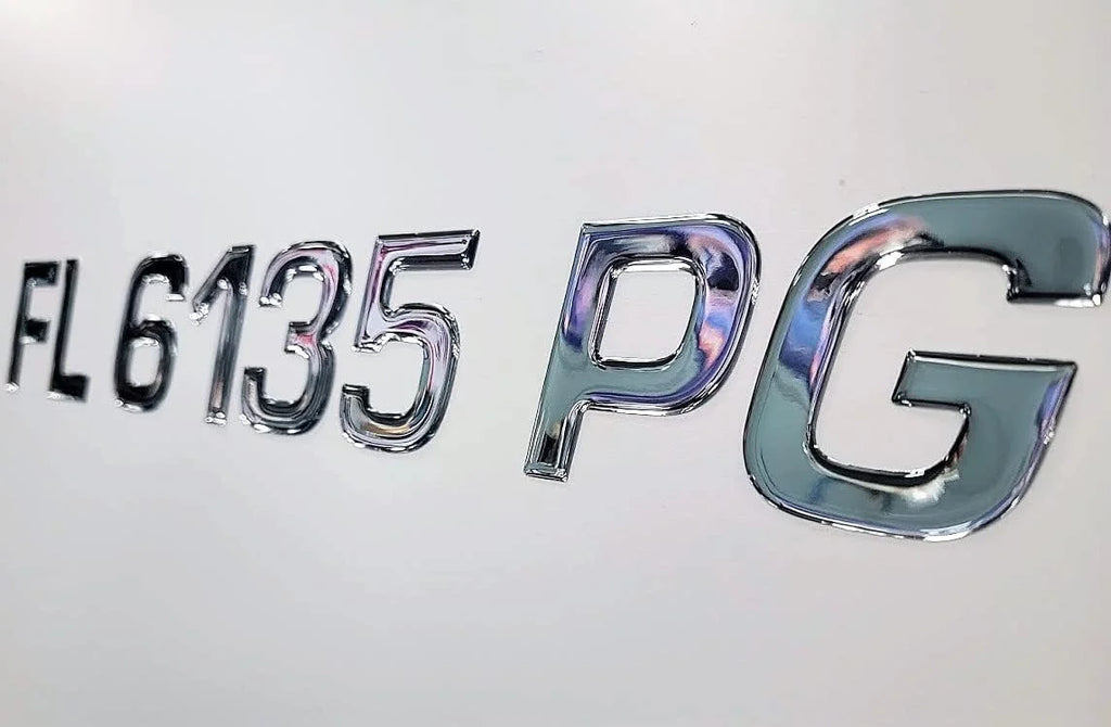 Boat & Jetski Registration Numbers - Domed/Raised Decal (16 Pcs) Plain Chrome/ Series Font Style