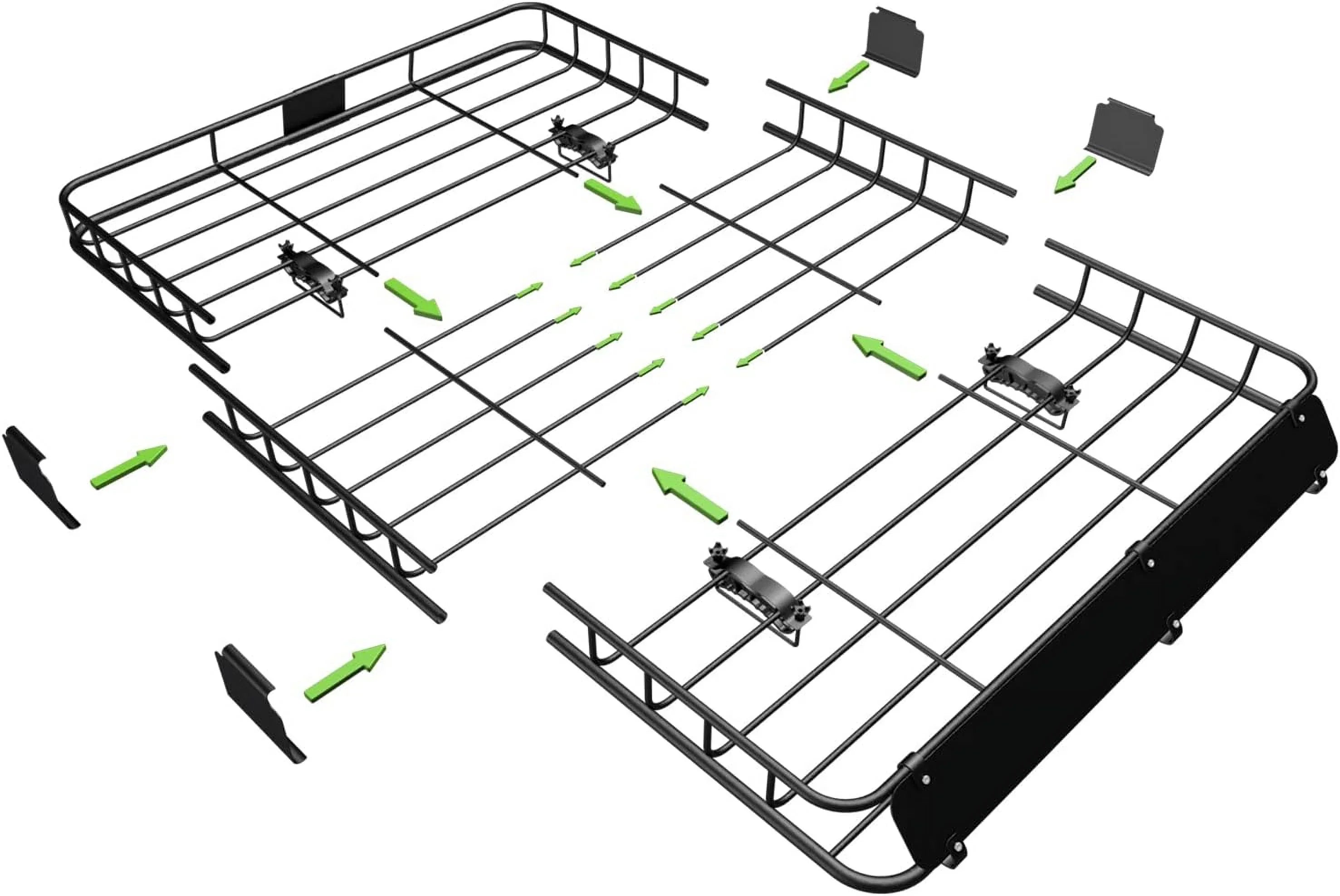 Thten Heavy Duty 64"x 39" Roof Rack, Rooftop Cargo Carrier Basket with Waterproof Bag, Tie Down Strap, Net, Rack Extension and Car Top Luggage Holder for , 150lb Capacity, Steel Construction