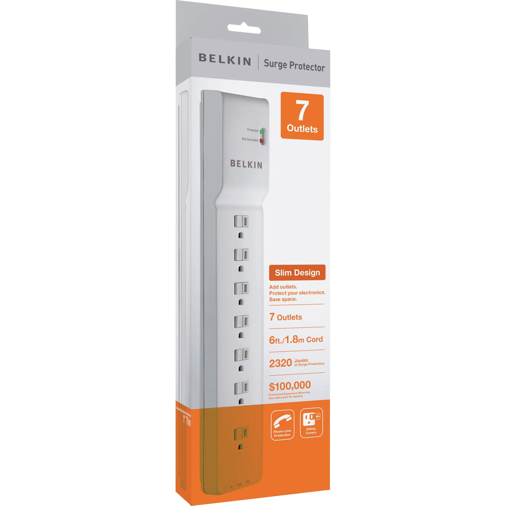 Belkin 7-Outlet SurgeMaster Surge Protector 7 x  Power - 1875  - 2320  - 125   Input - 125   Output - Phone/Fax