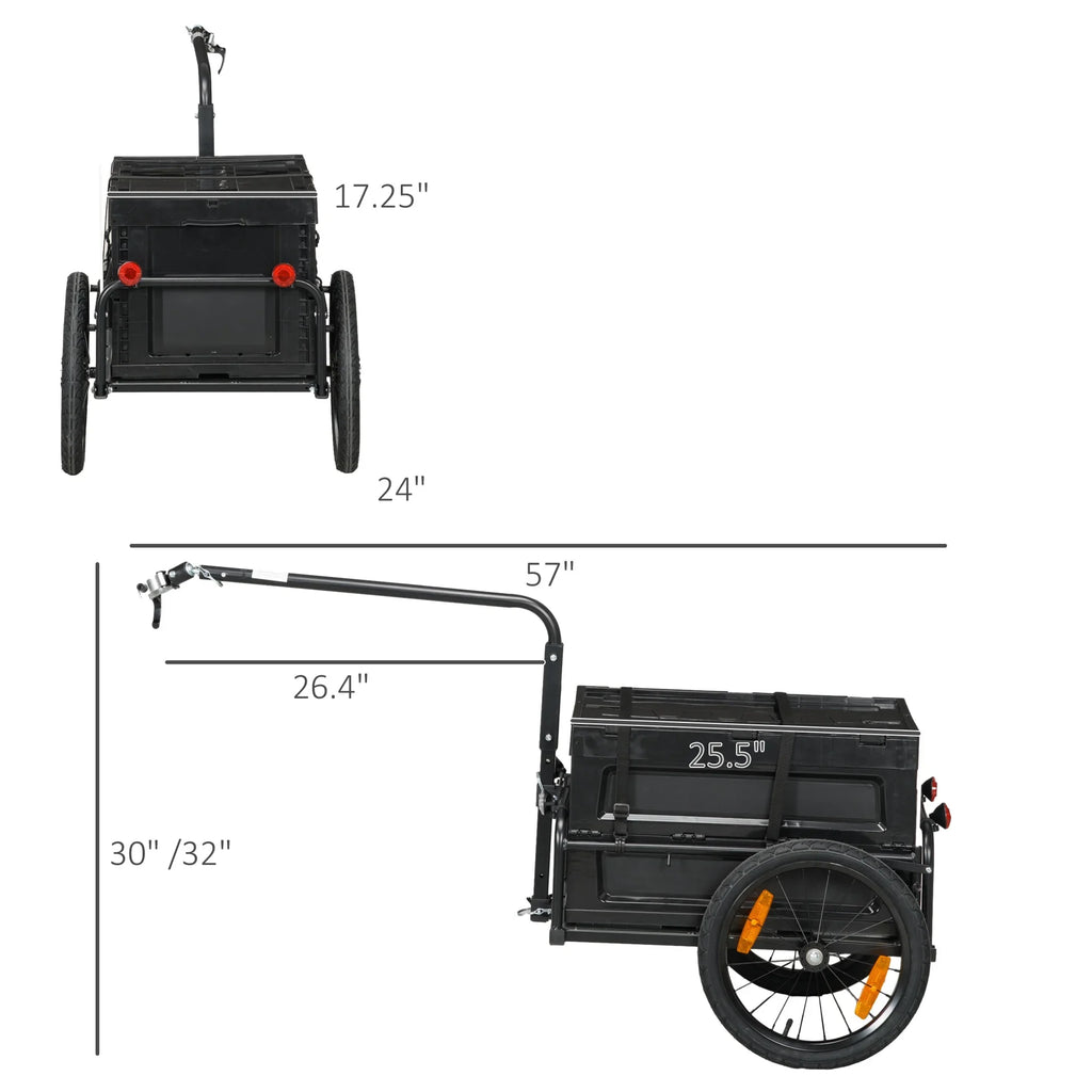 Aosom Bike Trailer Wagon with Removable Storage Box, Galvanized Bottom