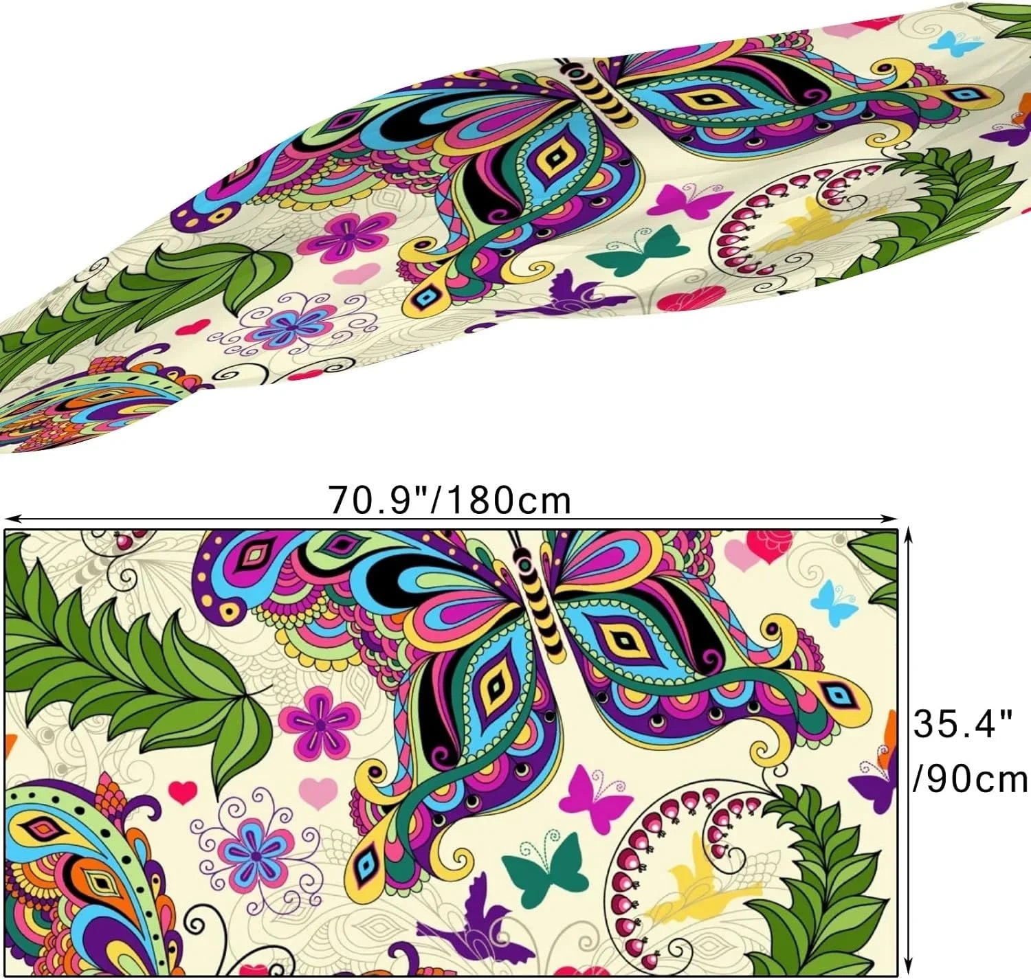 Hyjoy Vintage Butterflies And Flowers Long Silk Neck Scarf Lightweight Shawl Wrap Scarves for Women Girls