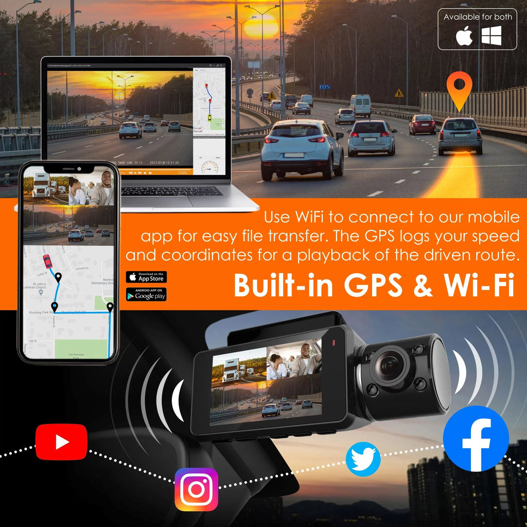 Rexing  3 Channel 1440p+1440p+1440p Front, Cabin and Rear Camera Dashcam with Built-in Wi-Fi &