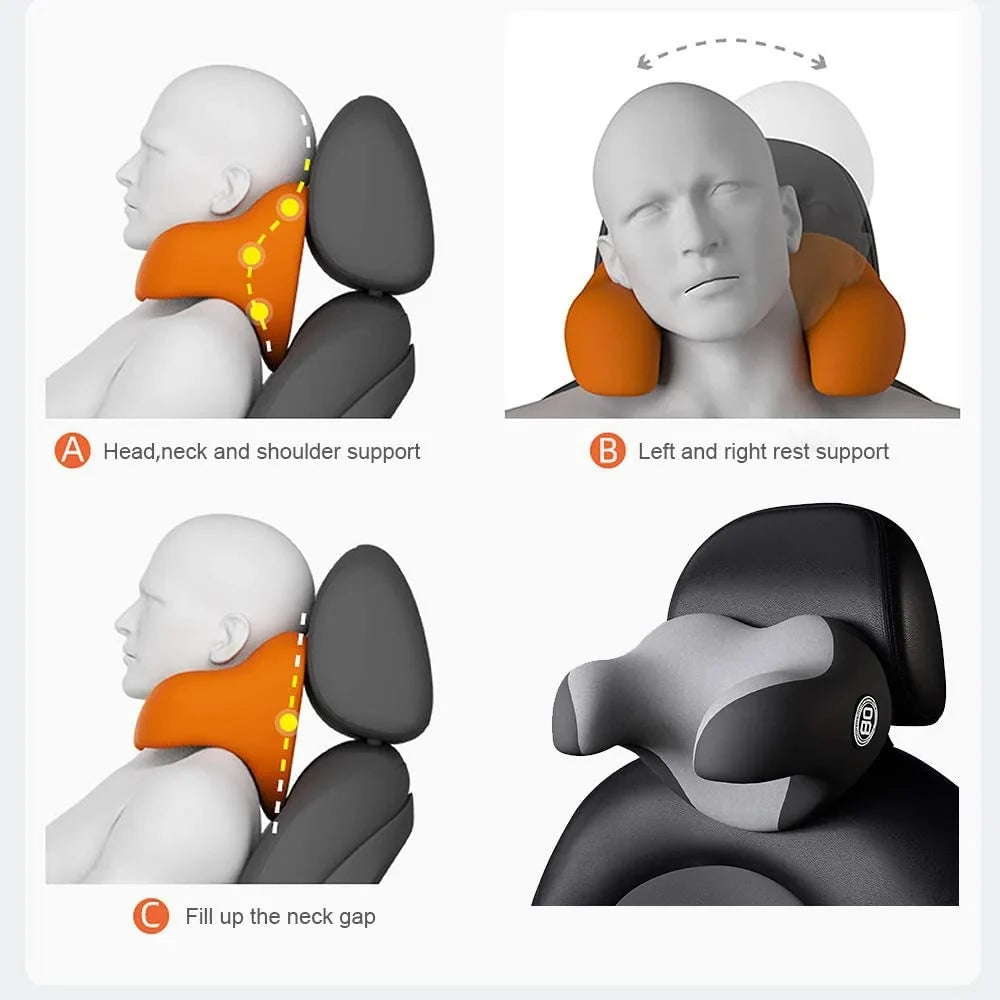 Headrest Pillow for Car Seat, Memory Foam Neck Support Pillow for Neck Pain Relief - -Shaped Ergonomic Design Soft Travel Pillow for Sleeping and Resting in Car and Office