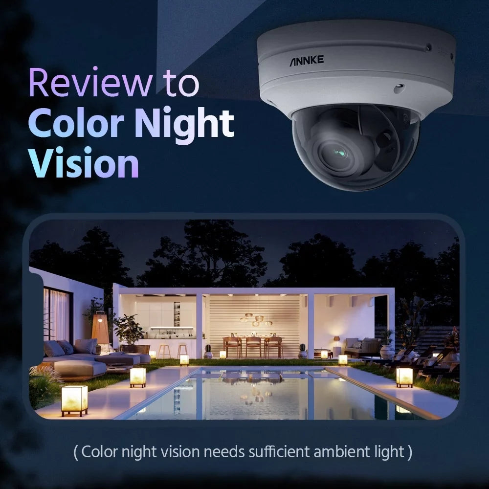 8MP 4K 4X Motorized Varifocals PoE Dome Security Camera,Support 2-Way Audio,Person/Vehicle Detection