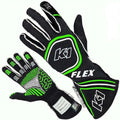 Racegear   & -5 Flex Glove, Black & Fluorescent Green - Large