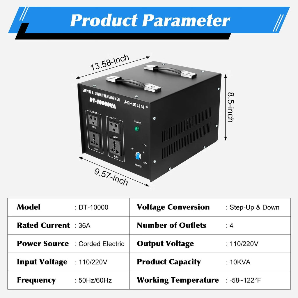 Wuzstar Electric Voltage Converter Transformer Heavy Duty Step Up Step Down 110V to/from 220V Converter