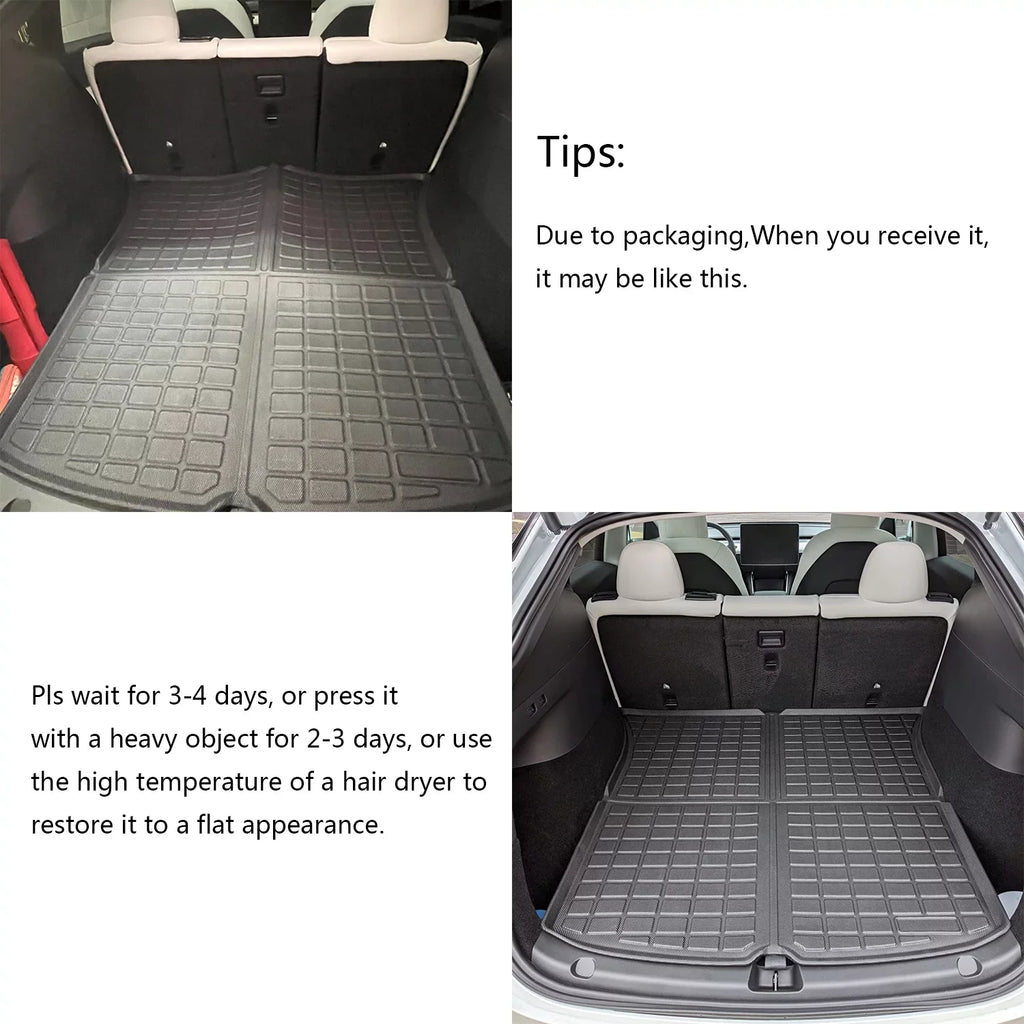 Tesla Model  Storage Mat and Cargo Liners, Tesla Model  Accessories, All Weather Trunk Mat, Waterproof Rear Cargo Mat Custom Fit for Tesla, Heavy Duty Floor Mats