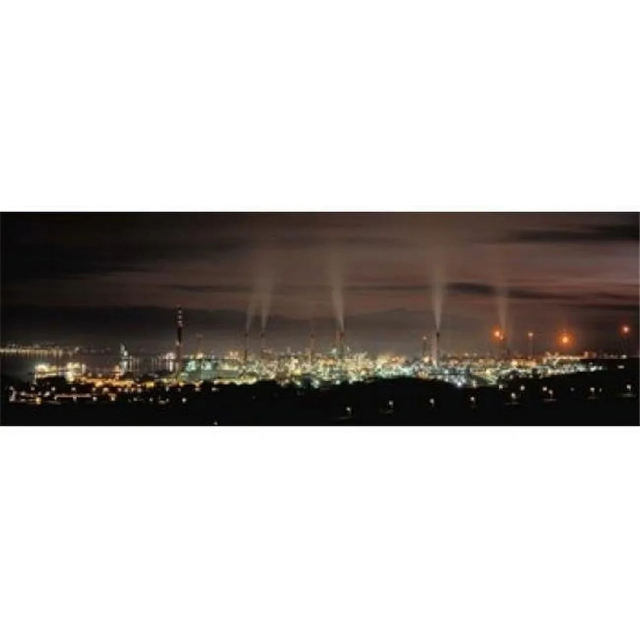 High angle view of oil refinery at lit up at night  La Linea De La Concepcion  Andalusia  Spain Poster Print by  - 36 x 12