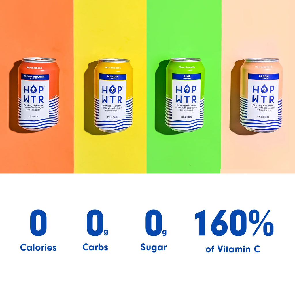 '- Sparkling Hop Water - Flavor Pack (12 Pack) -  Beer, No Calories or Sugar, Low Carb, With Adaptogens and Nootropics for Added Benefits (12 oz Cans)