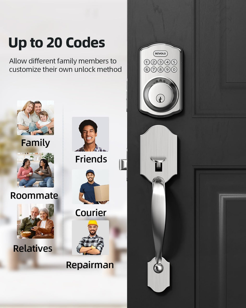 Electronic Keypad Deadbolt, Keyless Entry Door Lock, Keyed Entry, Auto Lock, Smart Lock with Handle, Front Door Handle Sets, Anti-Peeking Password, Oil-Rubbed Bronze