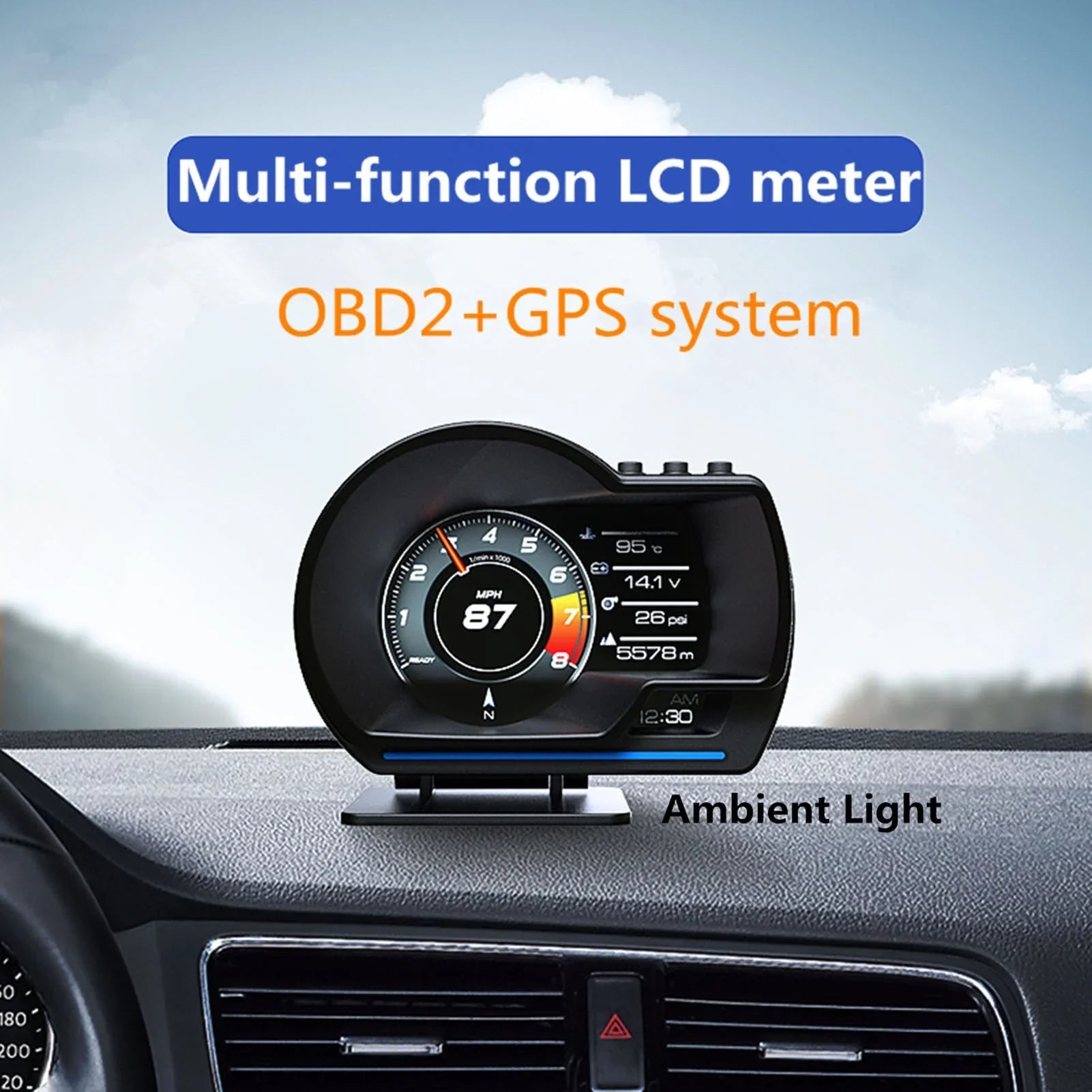 Car  Display, OBDⅡ+ Smart Gauge High Definition Speedometer Car Diagnostic Tool  Fault Code Elimination Safe Driving Computer Overspeed Fault Alarm for All Vehicles
