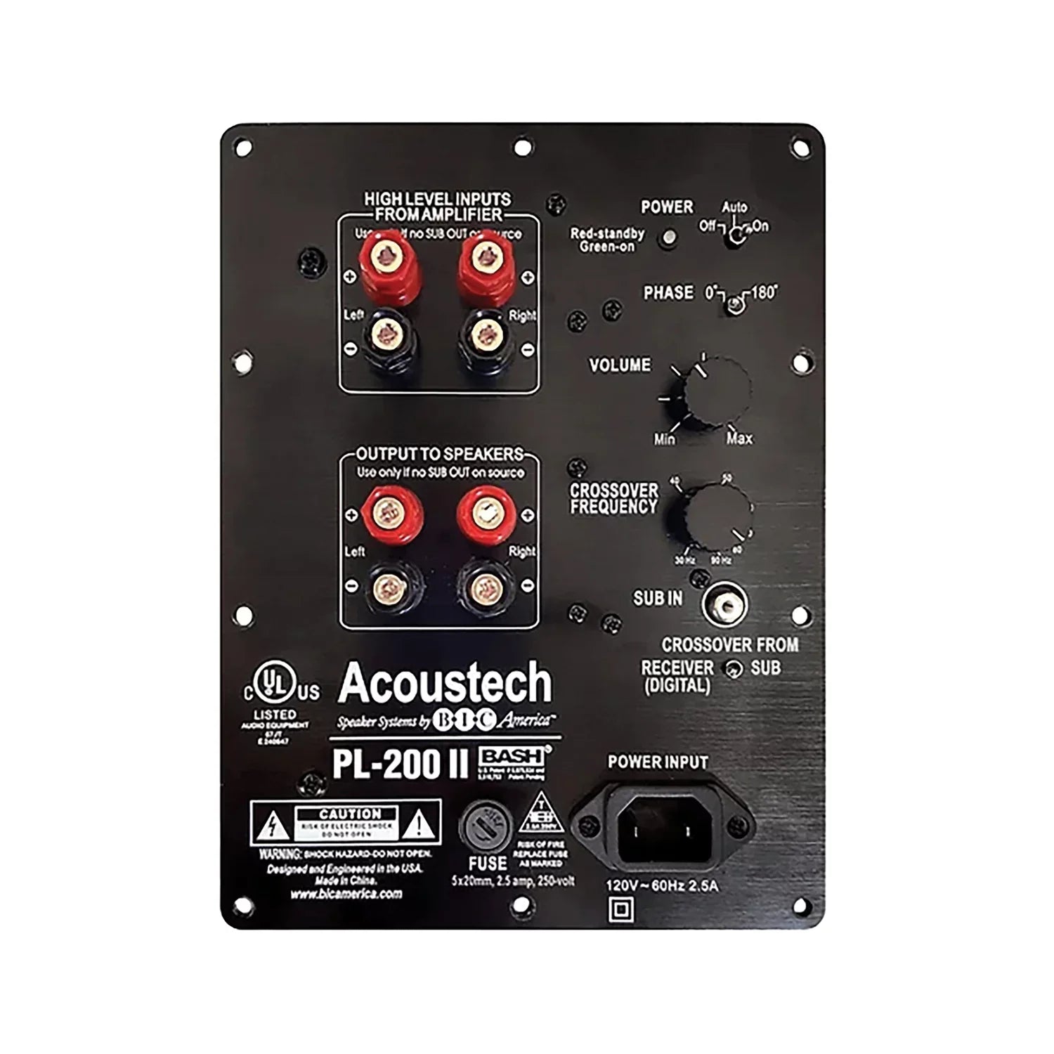 America -200II Acoustech -200  Indoor 250-Watt-Continuous Powered Subwoofer, Black