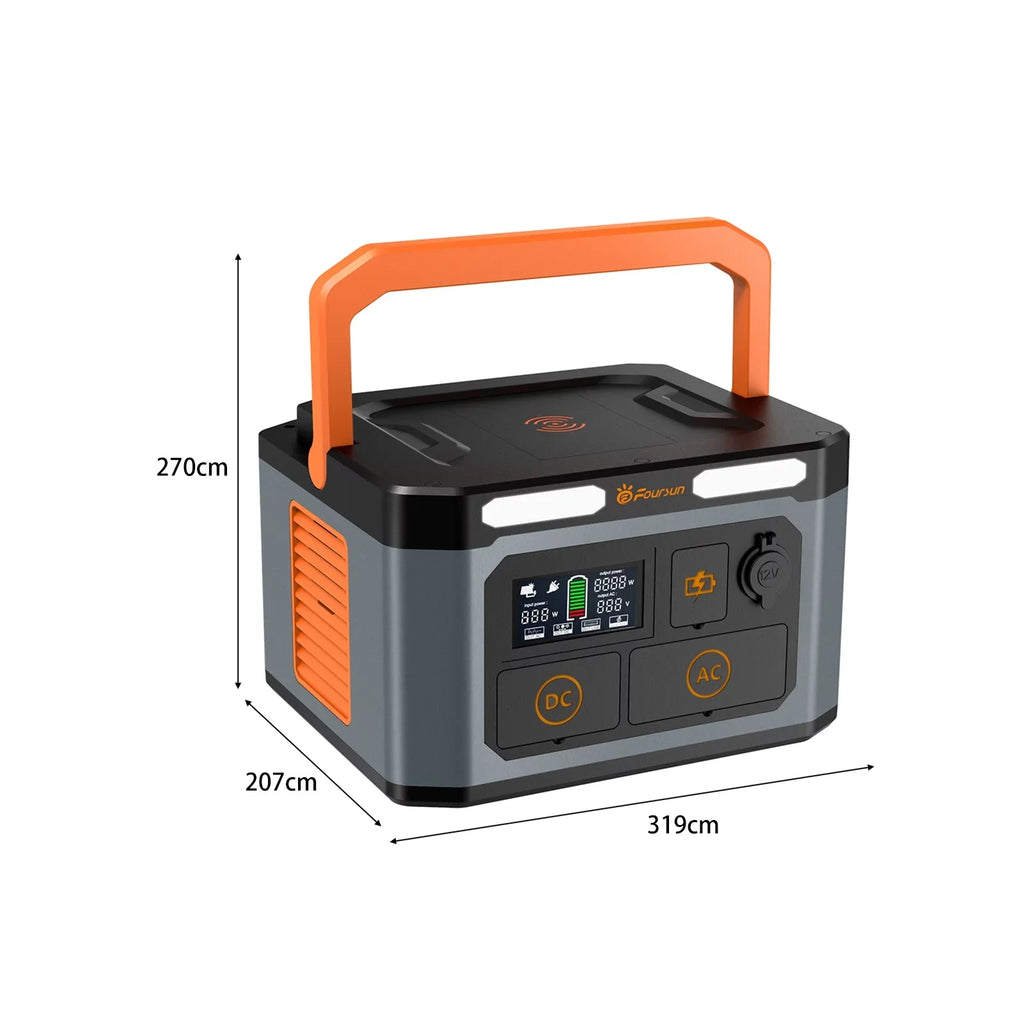 Foursun 1500W(3000W Peak) Portable Power Station,1598.4Wh with 2 x 1500W  Outlets ,Wireless charge, 65W,Solar Generator for Home Backup, Emergency, Camping
