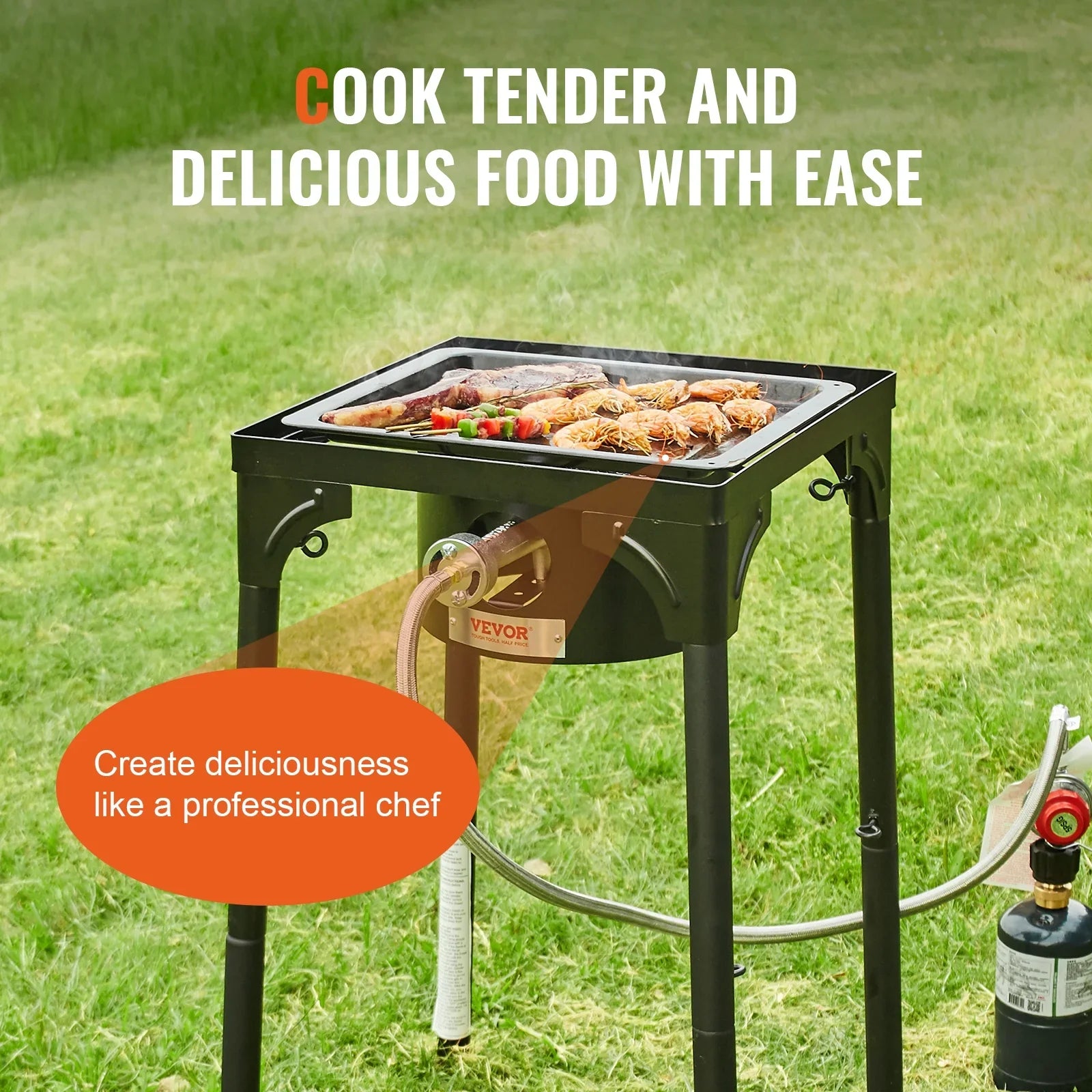 Single Burner Outdoor Camping Stove Cooking Stove Portable  Gas Cooker Heavy Duty Gas Cooker w/Detachable Legs Stand & Adjustable  Regulator, Propane Burners 30000BTU