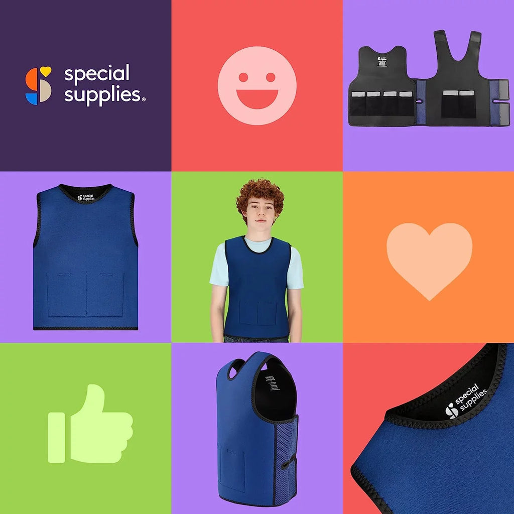 Special Supplies Weighted Sensory Compression Vest for Kids with Processing Disorders, , and Autism, Calming and Supportive with Adjustable Weight Fit (Large 24x42 inches)