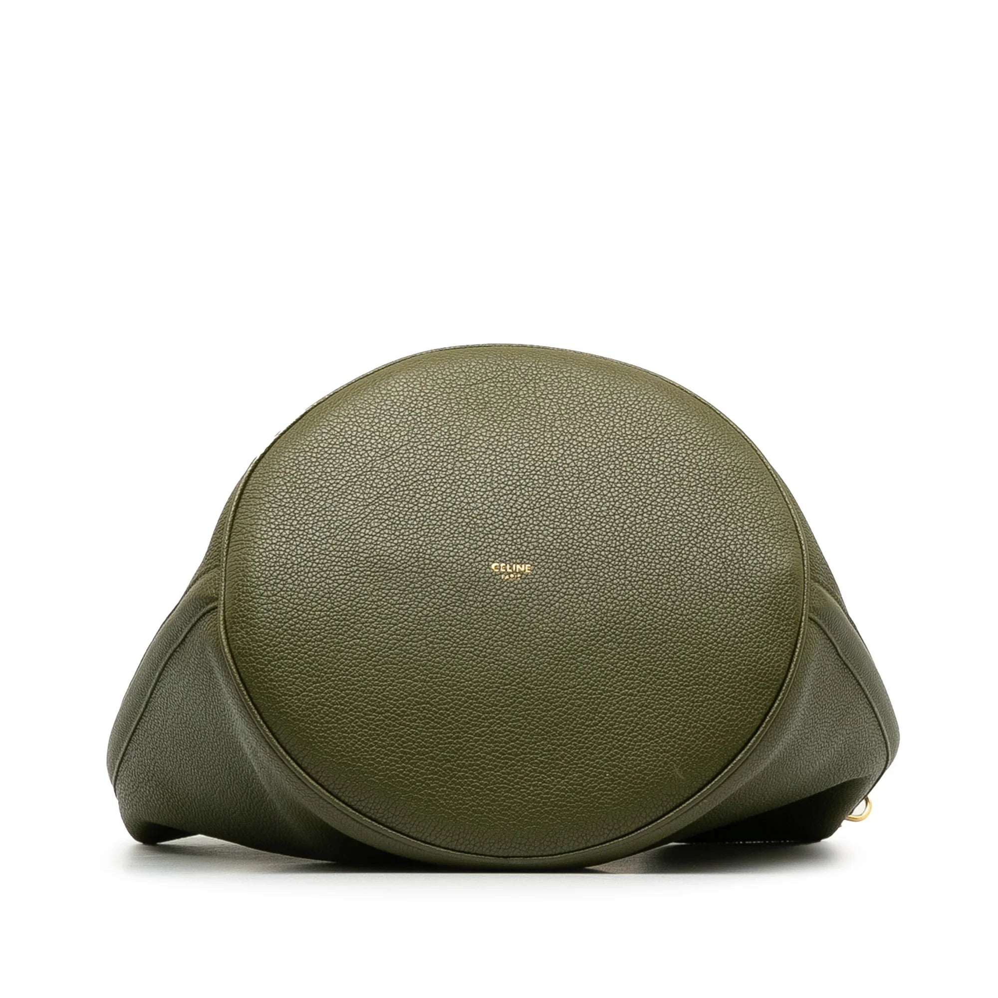 Pre-Owned Authenticated Celine Teen Bucket 16 Calf Leather Green Bucket Bag DrawstringBag Unisex (Good)