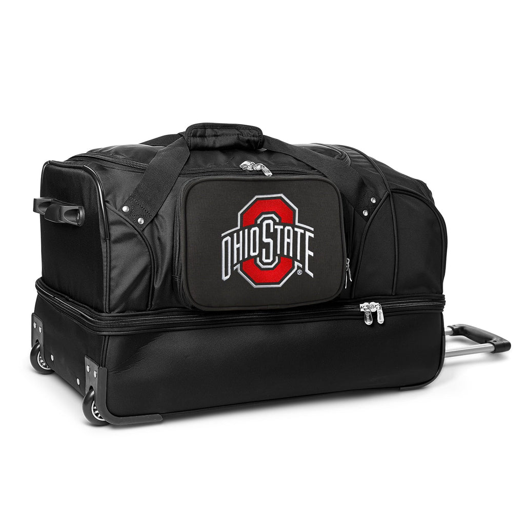 Ohio State Buckeyes Black 27'' 2-Wheel Drop Bottom Rolling Duffel Bag