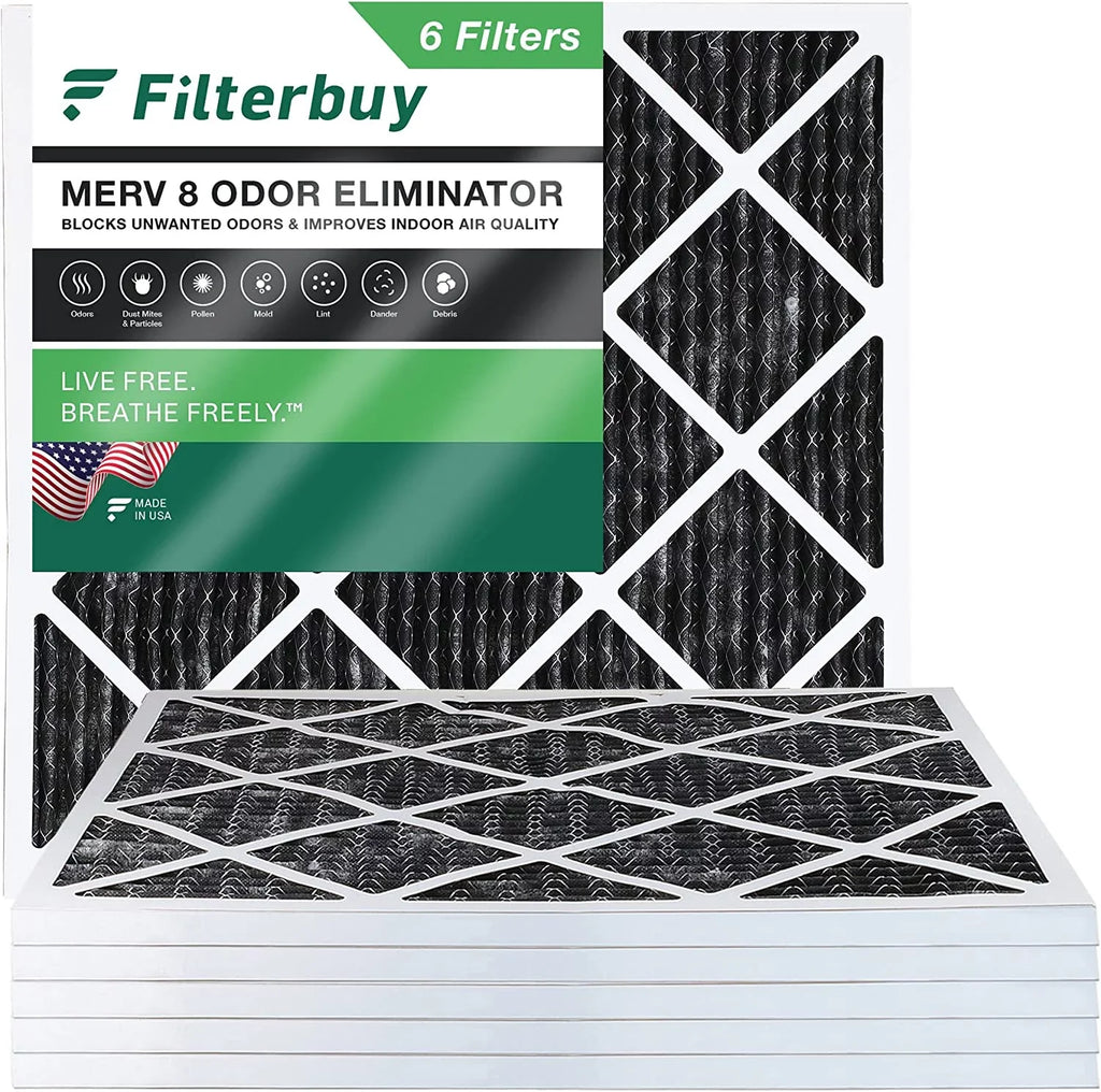 Filterbuy 10x10x1  8 Odor Eliminator Pleated   Furnace Air Filters with Activated Carbon (6-Pack)