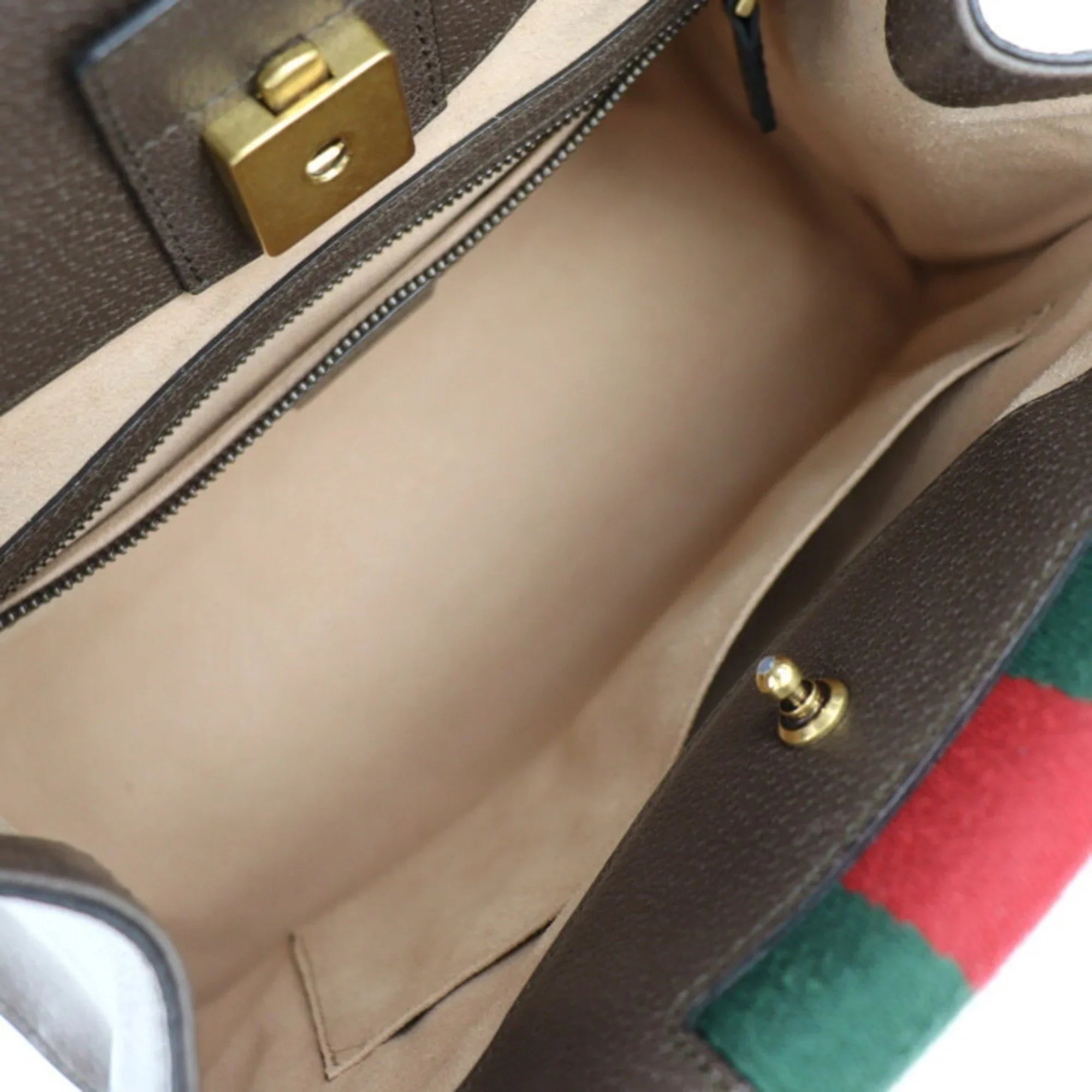 Pre-Owned  Gucci Totem Sherry Handbag 505342 Leather Rhinestone Brown 2WAY Shoulder Bag Butterfly Motif (Good)