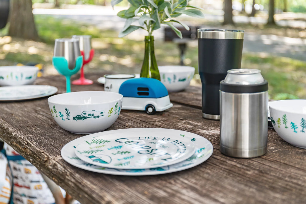 Camco Life is Better at the Campsite Wine Tumblers | Features a Vacuum Insulated Kitchen Grade 18/8 Stainless Steel Construction, 4 Colorful Removable Stems, and Comes in a 8oz Size (53068)
