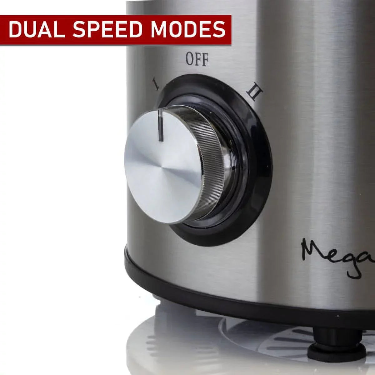 Megachef Wide-Mouth Juice Machine With Dual-Speed Centrifugal Juicer, Silver