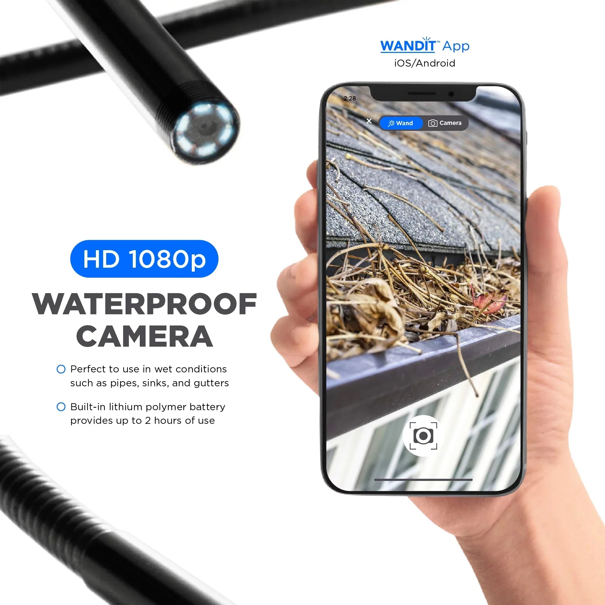 Wireless Inspection Camera with Light - Inspect Anything, Anywhere, Anytime - 360 Degree Flexible Inspection Camera Wand - 41 Inch Extendable, Rechargeable - Capture Images to Your Phone