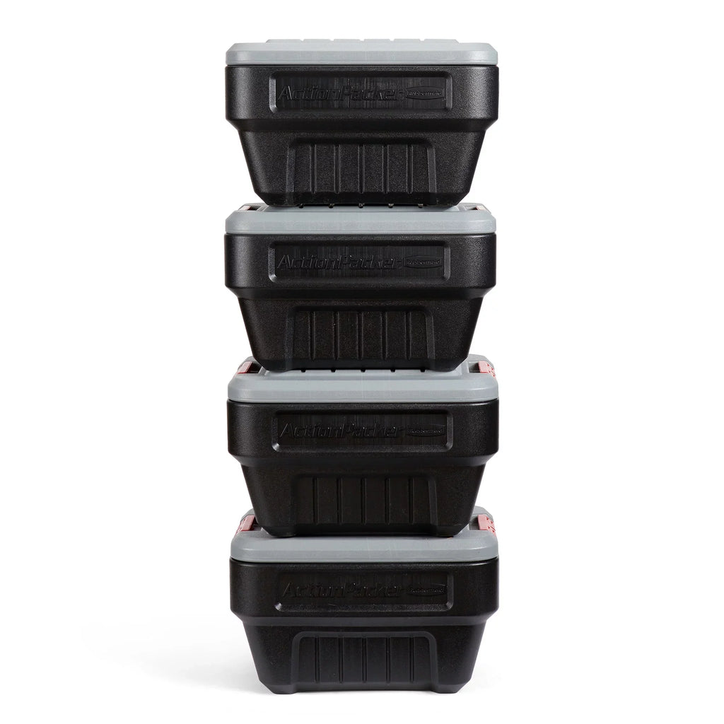 Rubbermaid 8 Gallon Lockable Latch Plastic Storage Container Box (4 Pack)