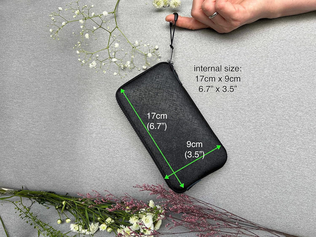 OneJoy Neoprene Cell Phone Pouch, Large Zipper Opening, Lightweight & Protective Phone Sleeves for iPhone Durable Phone Carrier Bag, Thermal Carrying Phone Pouch with Inner Pocket [Black]