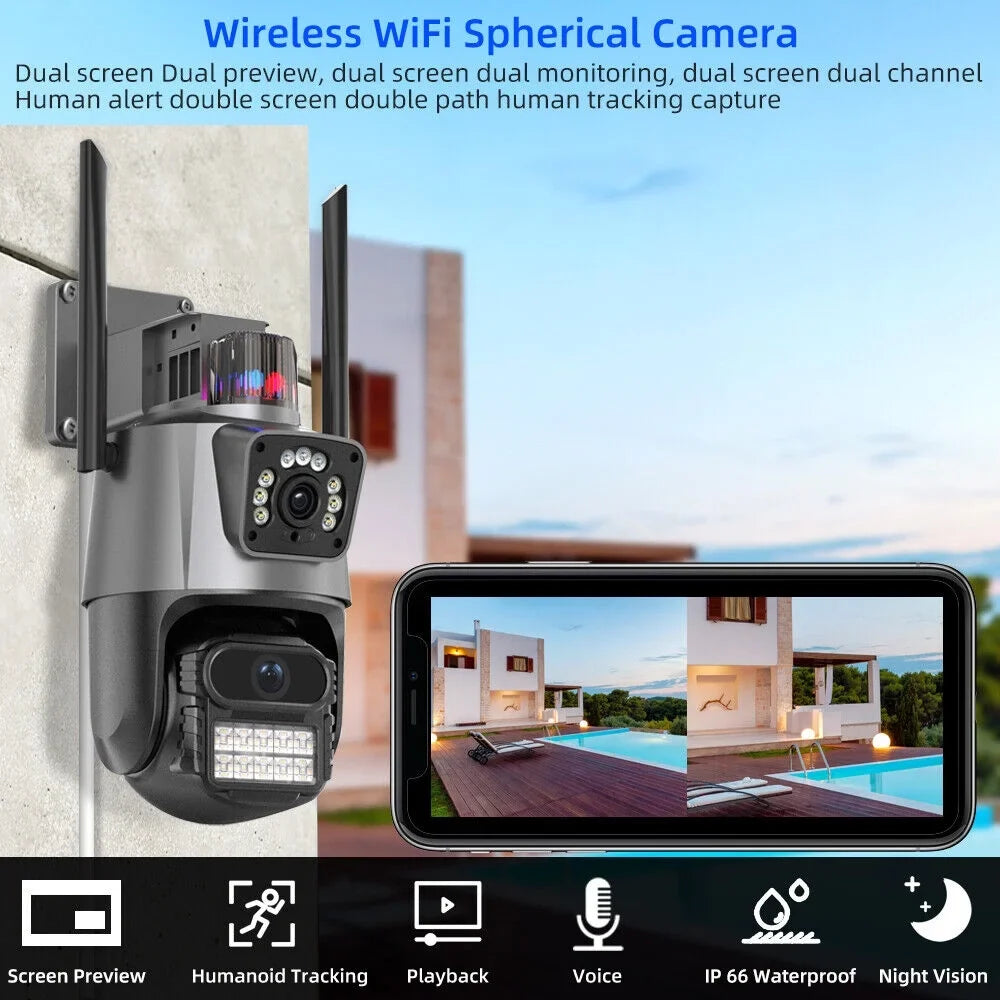 Outdoor Waterproof Camera Real-time Two-Way Audio Enhanced Dual Antenna  Card Slot 1080P