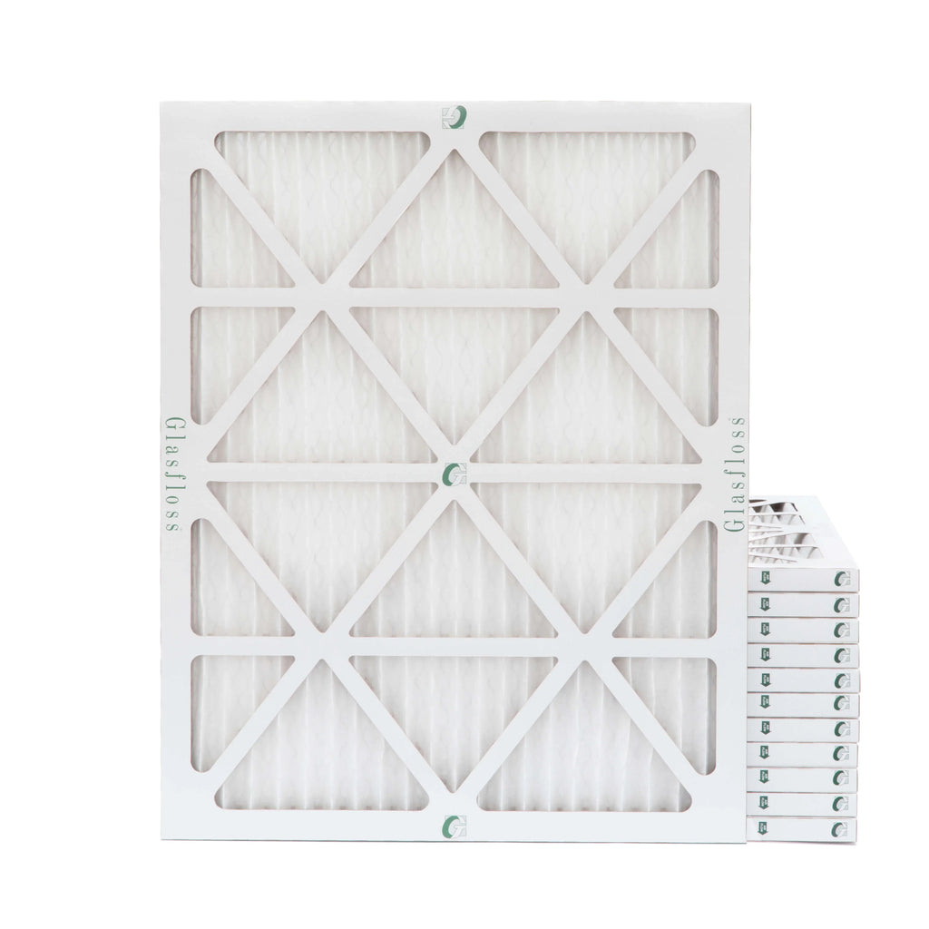 12 Pack of 15x20x1  10 Pleated Air Filters by Glasfloss. Actual Size: 14-1/2 x 19-1/2 x 7/8