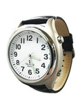 Atomic Talking Watch for The Blind with Extra Spare Battery and Microfiber Cleaning Cloth (Black Leather Pacific Standard Time)