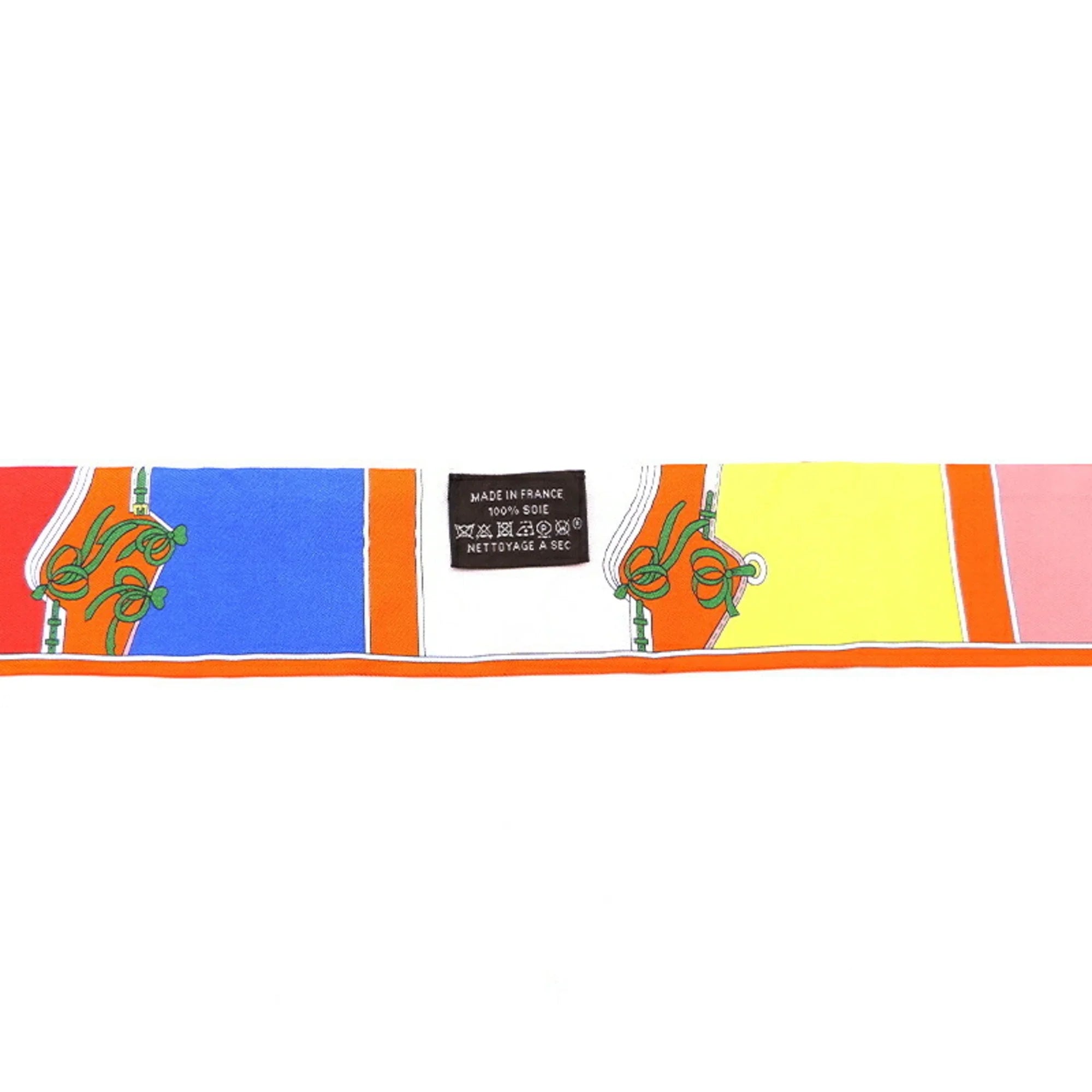 Pre-Owned Hermes Twilly Camails Women's Scarf Muffler 100% Silk Orange (Good)