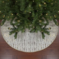 Northlight 48" Cream and Gold Wood Grain Pattern and Faux Fur Christmas Tree Skirt