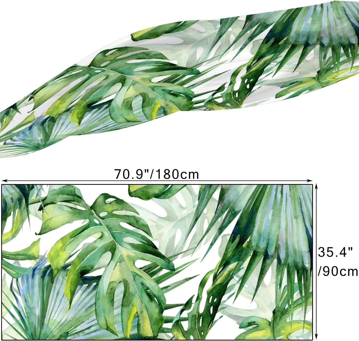 Hyjoy Watercolor Green Leaves Long Silk Neck Scarf Lightweight Shawl Wrap Scarves for Women Girls