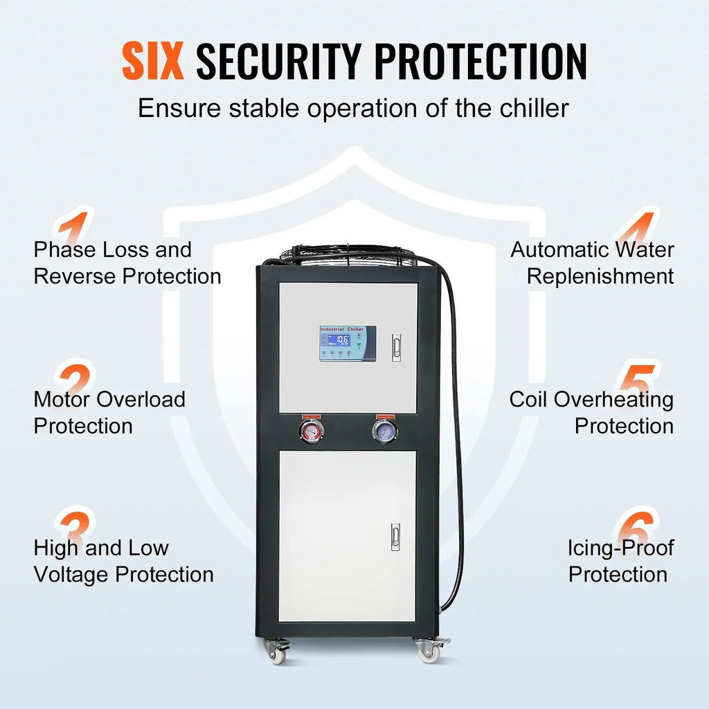 Air-cooled Industrial Water Chiller 9.4HP 16 Gal 60L for Cooling Water