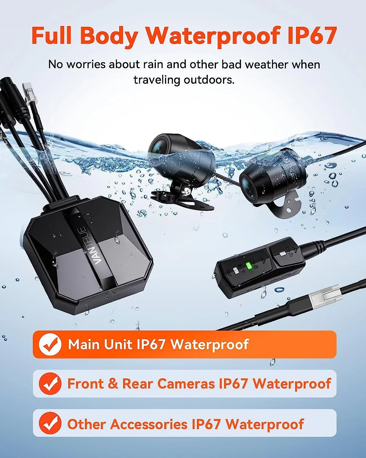 Vantrue  Motorcycle 4K Dashcam (4K + 1080P)  | WiFi | Parking Mode (No  Card)