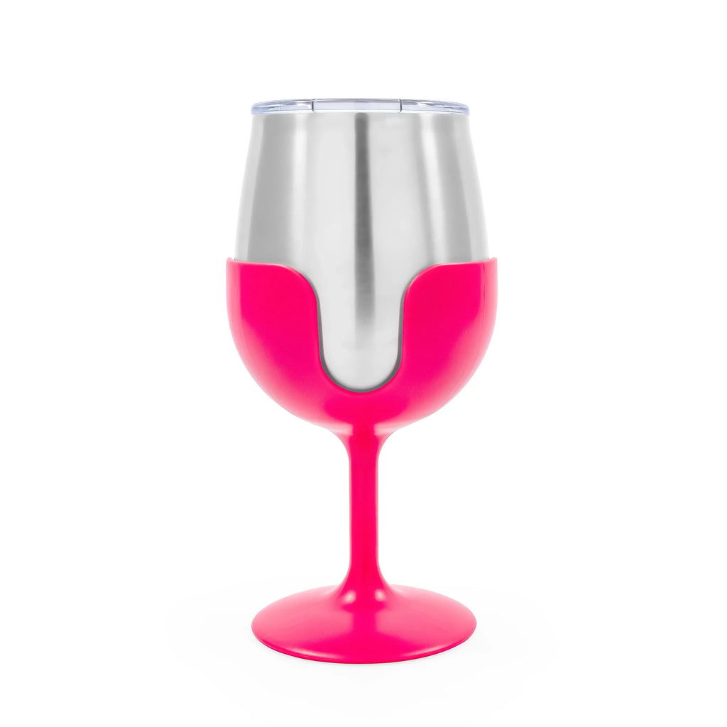 Camco Life is Better at the Campsite Wine Tumblers | Features a Vacuum Insulated Kitchen Grade 18/8 Stainless Steel Construction, 4 Colorful Removable Stems, and Comes in a 8oz Size (53068)