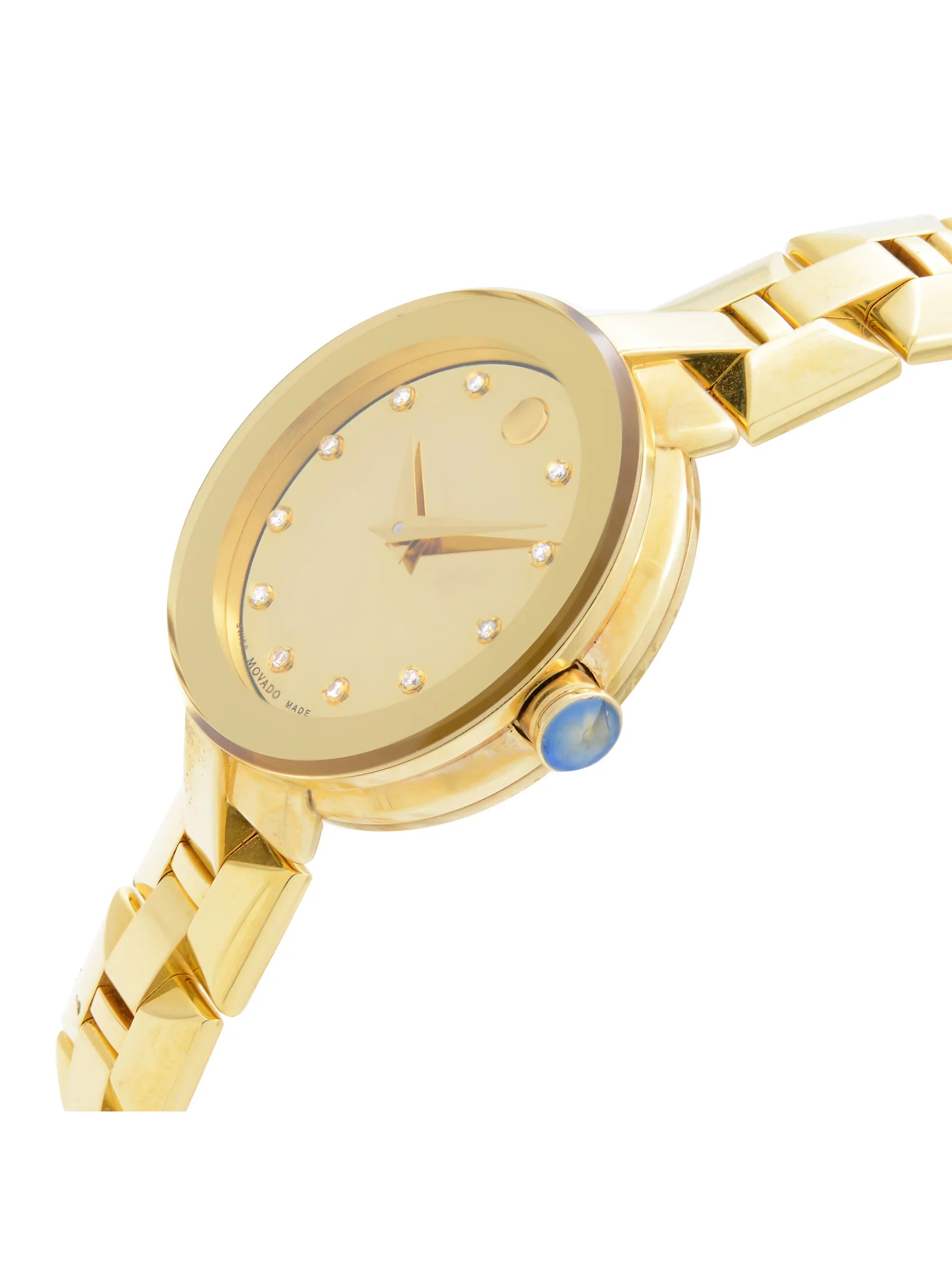 Movado Sapphire Steel Gold  Champagne Dial Quartz Ladies Watch 0606816