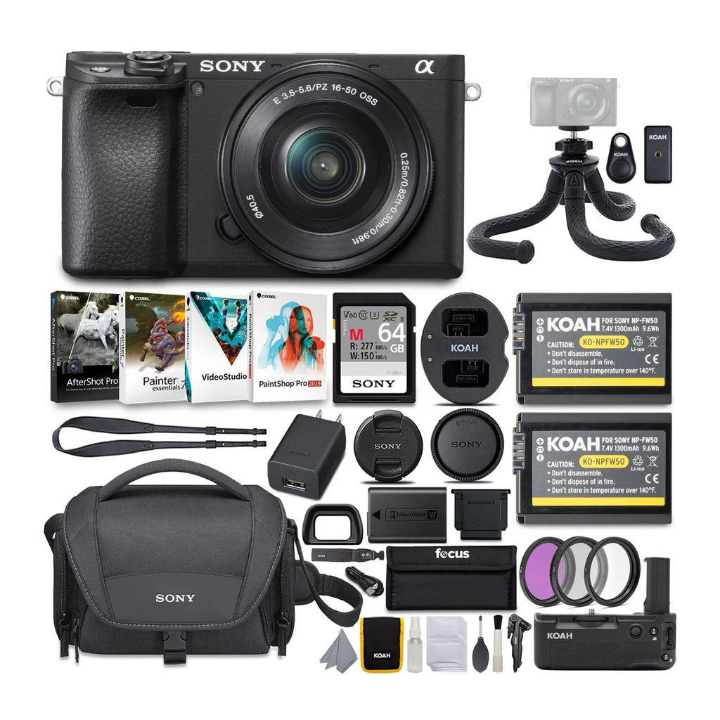 Sony / Mirrorless Digital Camera with 16-50mm (Black) Holiday Bundle