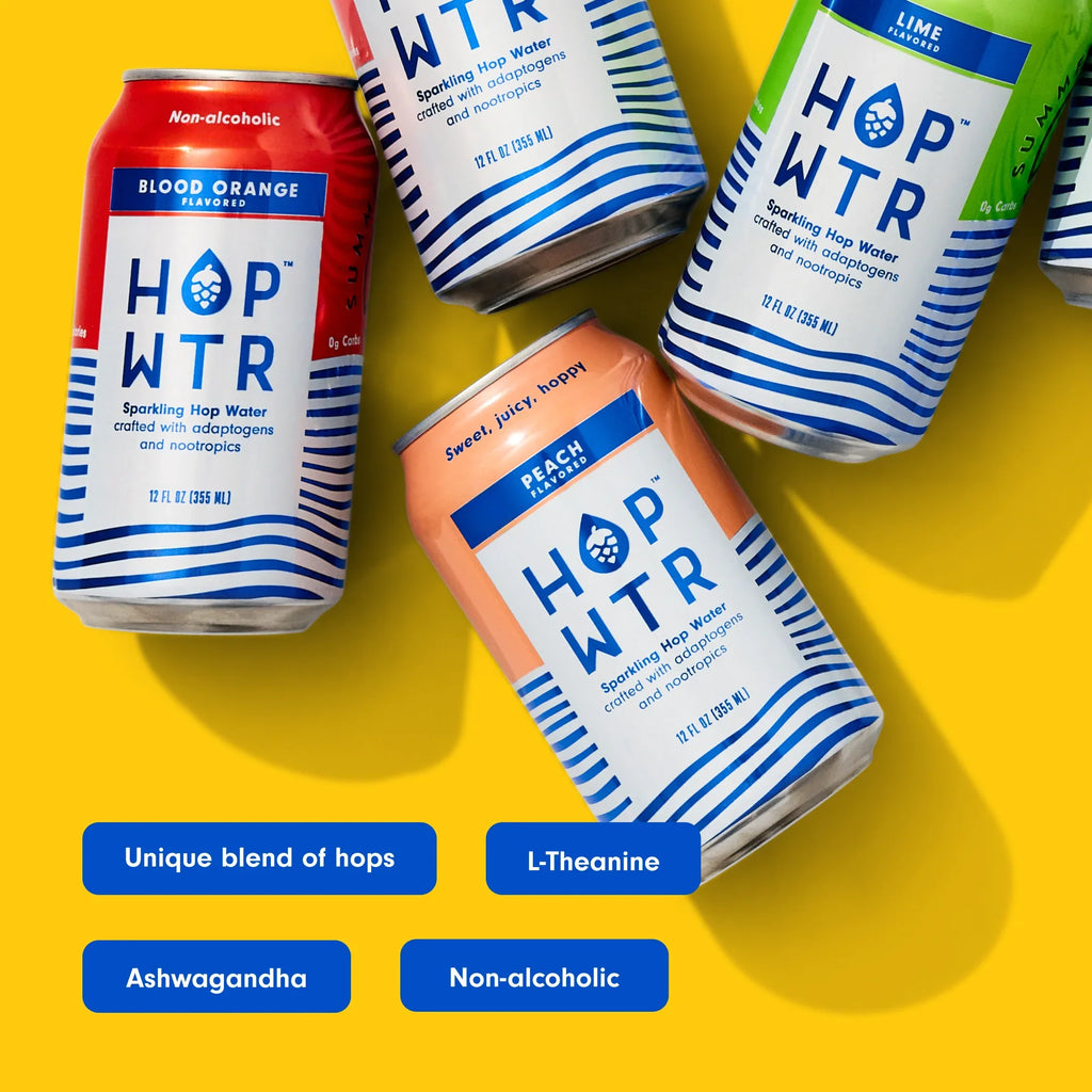 '- Sparkling Hop Water - Flavor Pack (12 Pack) -  Beer, No Calories or Sugar, Low Carb, With Adaptogens and Nootropics for Added Benefits (12 oz Cans)