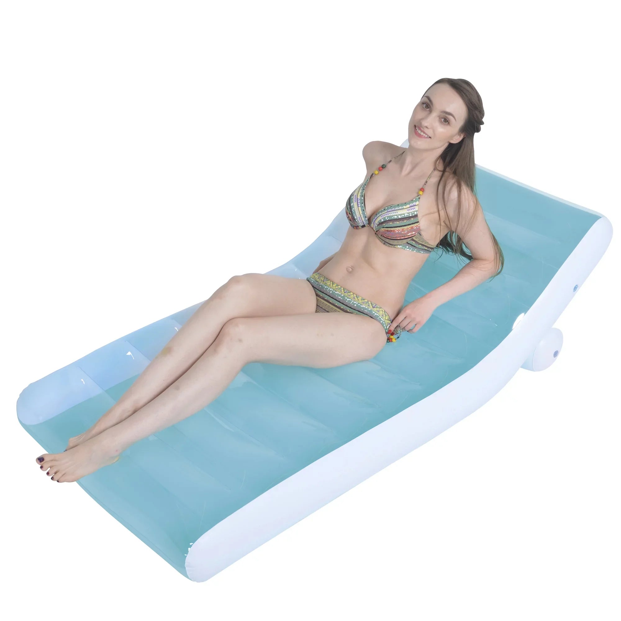 Pool Central 66.5" Blue and White Inflatable Pool Lounger Float