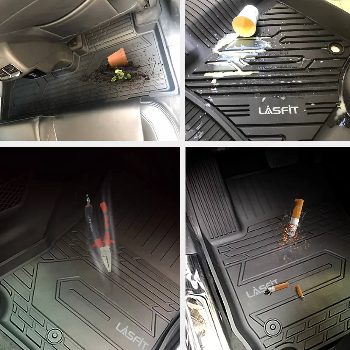 Lasfit Car Floor Liners for 2016-2021 Jeep Grand Cherokee ( Jeep Cherokee )  & Jeep Grand Cherokee  2022, All Weather  Vehicle Floor Mats Set, 1st and 2nd Row, Fit Bench Seating only, Black