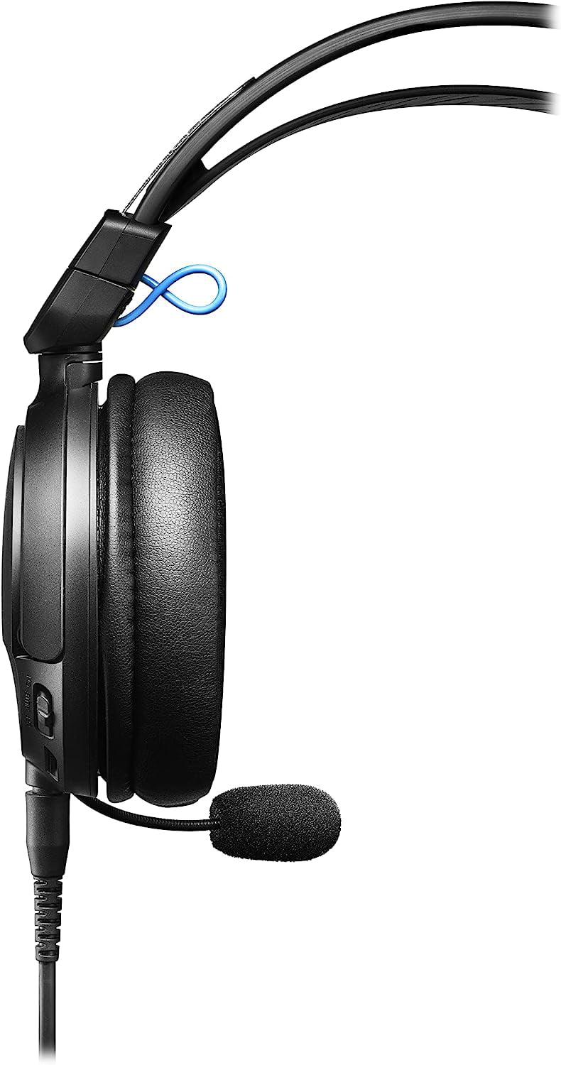 Audio Technica - Closed-Back Wired Gaming Headset - Black/Blue with an Additional 1 Year Coverage by Epic Protect (2022)