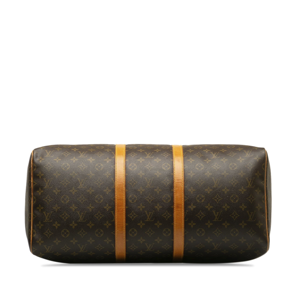 Pre-Owned Authenticated Louis Vuitton Monogram Keepall 55 Canvas Brown Travel Bag WeekenderBag Unisex (Fair)